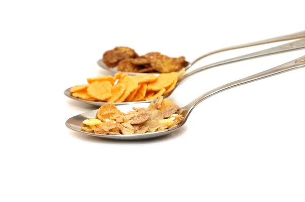 Conjunto de desayunos secos en cucharas — Foto de Stock
