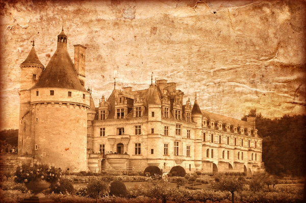 Chenonceau castle in France - vintage style