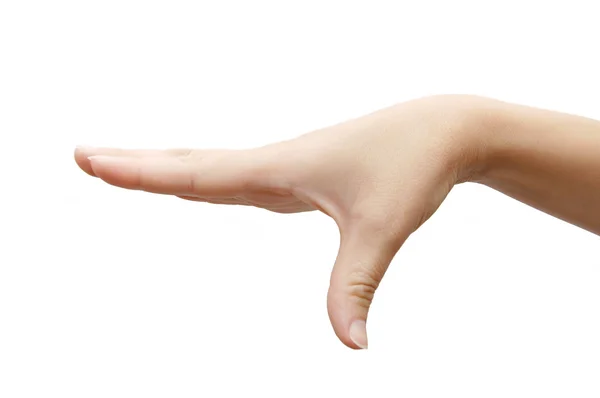 Készült egy női kéz, egy fehér sarok — Stock Fotó