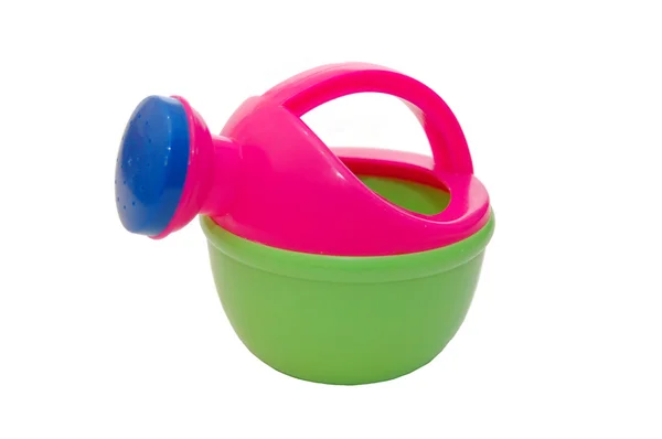 Multi-colour toy watering can on white — Stock Photo, Image