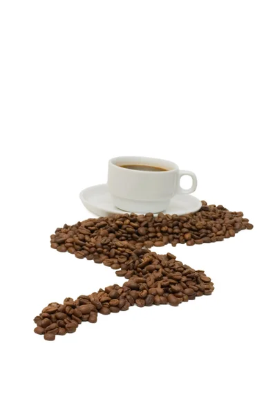 Šálek od kávy na kávové zrna — Stock fotografie