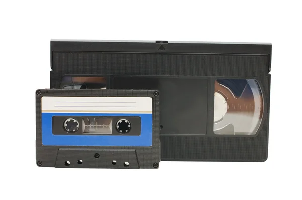 Audiocassette e videocassete — Fotografia de Stock
