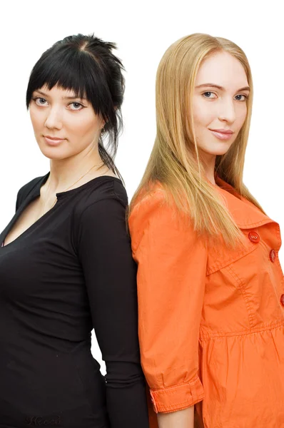 흰색 바탕에 고립 된 두 여자 — 스톡 사진
