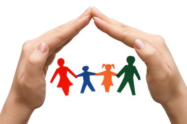 Family in house made of hands clipart