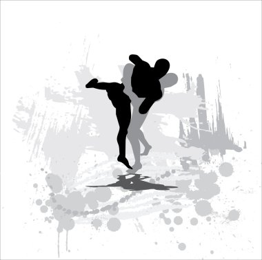 Silhouettes of wrestlers clipart