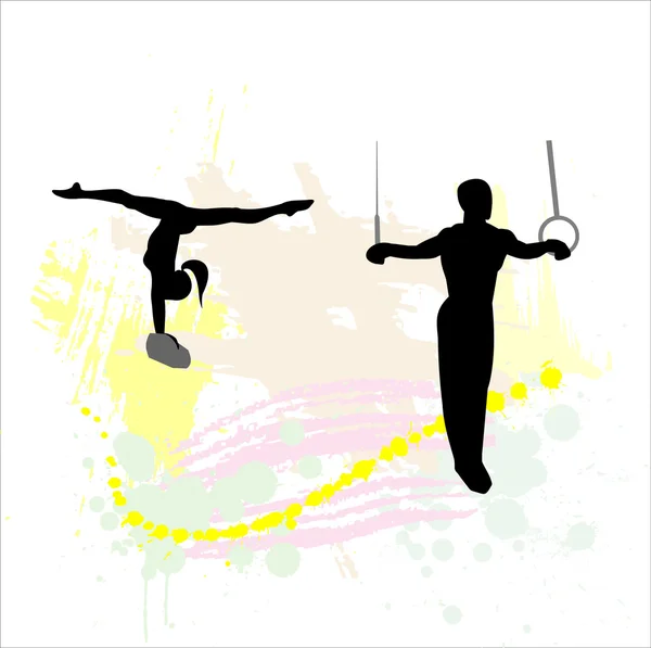 Silhouette of the sport gymnast — Stock Vector