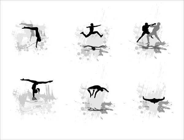Ensemble de silhouettes d'athlètes — Image vectorielle