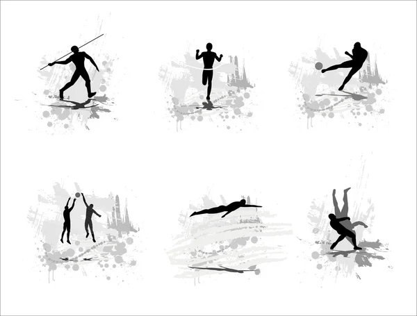 Set silhouetten van sporters — Stockvector