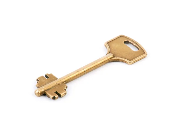 Llave de bronce aislada en blanco — Foto de Stock