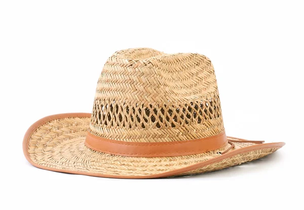 Slaměný klobouk izolovaný na bílém — Stock fotografie