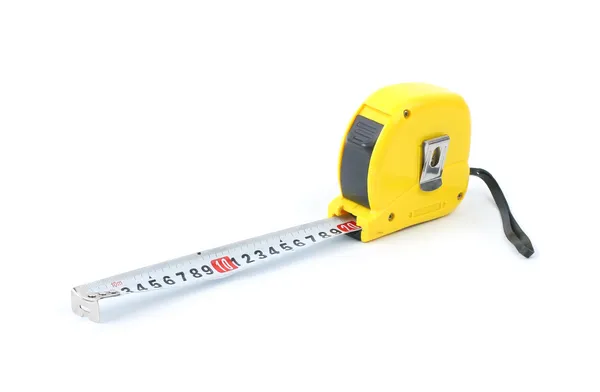Yellow measuring tape isolated on white — Stock Photo, Image