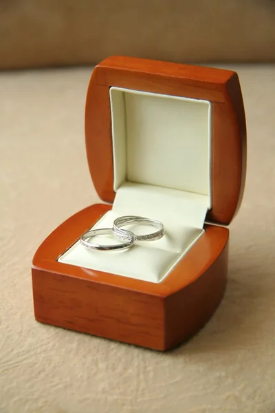 Wedding a ring a box — Stock Photo, Image