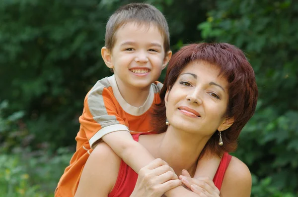 stock image Mother and son on the nature