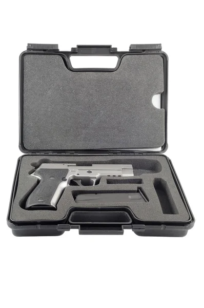 Gun in case on white background — Stock Photo, Image