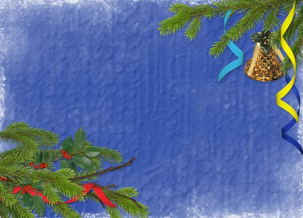 Donker blauwe kaart voor de vakantie met zemelen — Stockfoto