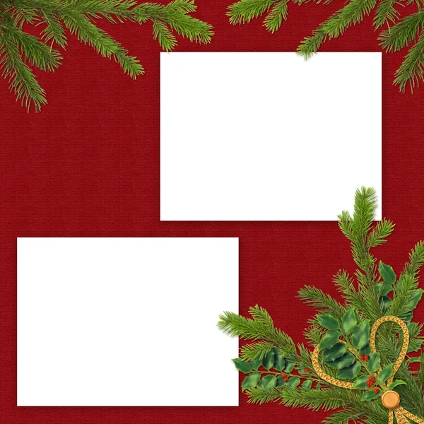 Card with branches on the red background — Stock Photo, Image