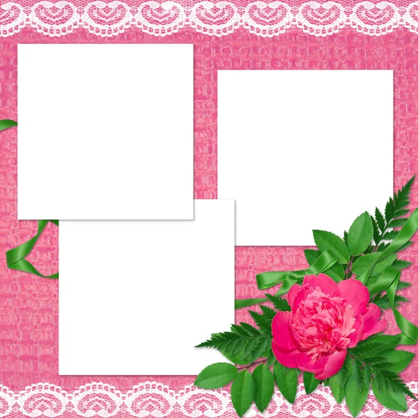 A virágok a rózsaszín háttér kártya — Stock Fotó