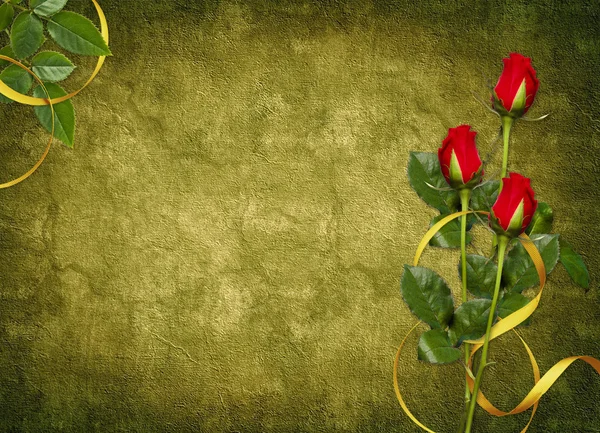 빨간 장미와 함께 휴가 위한 카드 — 스톡 사진