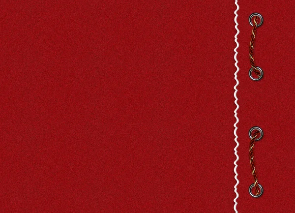 Tarjeta roja con trenza el fondo rojo — Foto de Stock