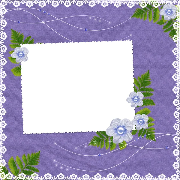 Marco con flores en el fondo lila — Foto de Stock