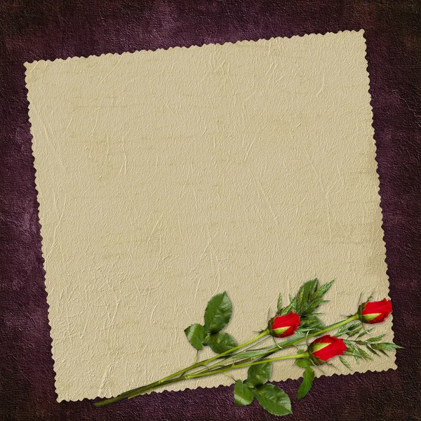 Винтажная карта из старой бумаги и розы — стоковое фото