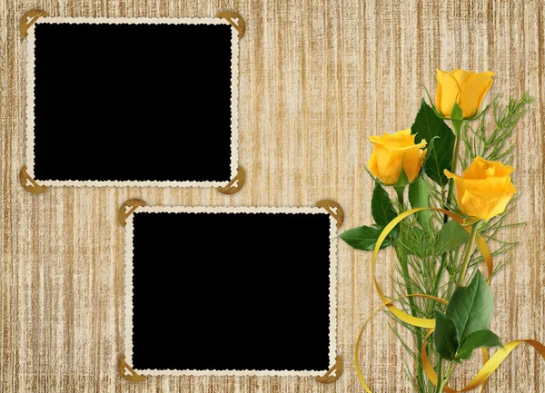 Karta pro dovolenou s žlutá růže — Stock fotografie