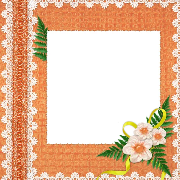 White frame with flowers and plants — Stock Photo, Image