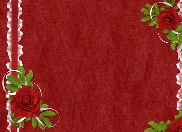 빨간 장미와 함께 휴가 위한 카드 — 스톡 사진