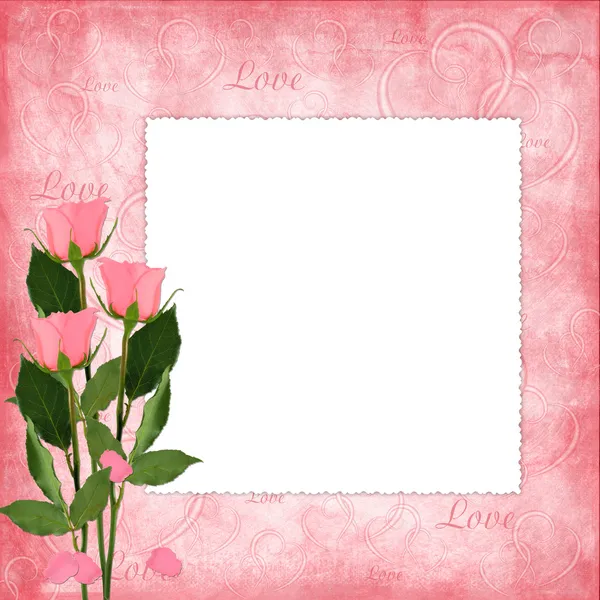 Alla hjärtans dag kort med ros — Stockfoto