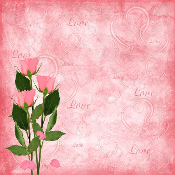 Valentinstag Karte mit Rose — Stockfoto