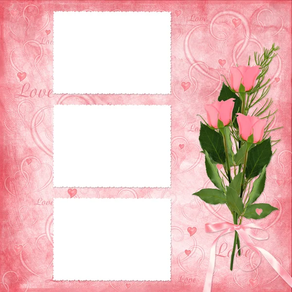 Walentynki kartka z Rose — Zdjęcie stockowe