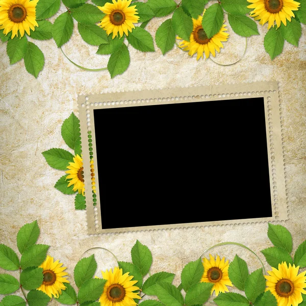Karta pro dovolenou s květinami — Stock fotografie