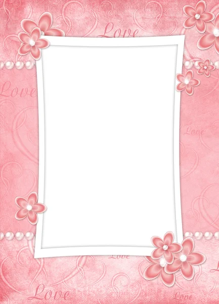 Ročník kartu z květů a pearl — Stock fotografie