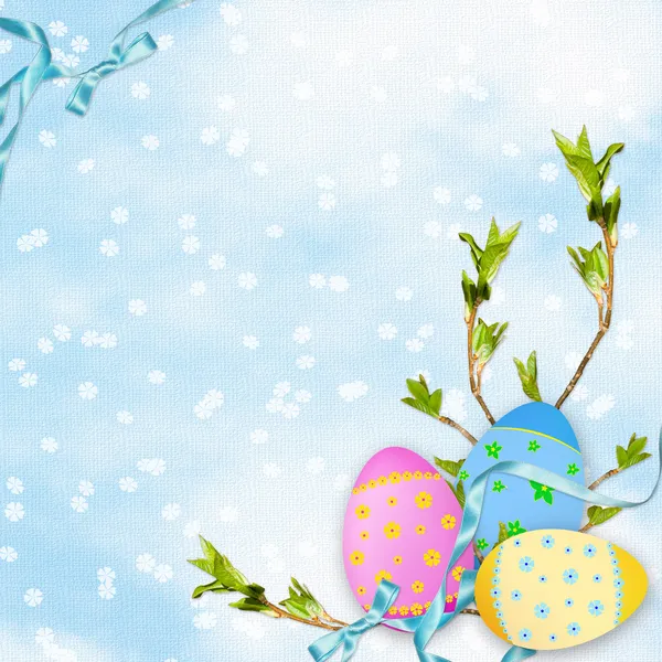 Paskalya kartı yumurta ile tatil için — Stok fotoğraf