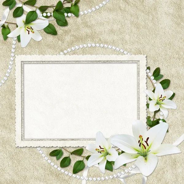 Holiday kartou z květů a pearl — Stock fotografie