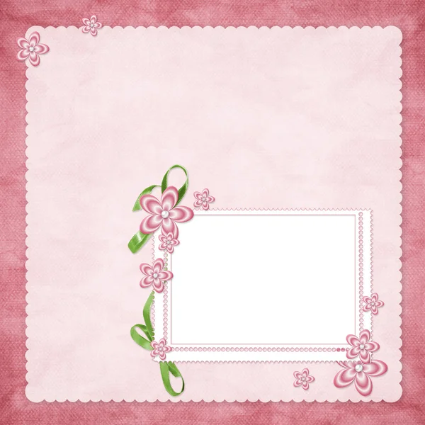 Tarjeta de vacaciones de flores y perlas — Foto de Stock