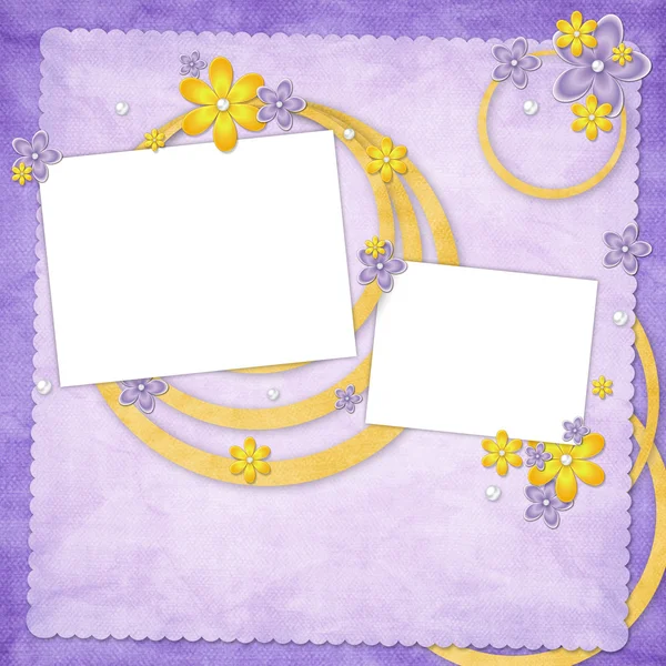 Üdülési kártya, virág és gyöngy — Stock Fotó