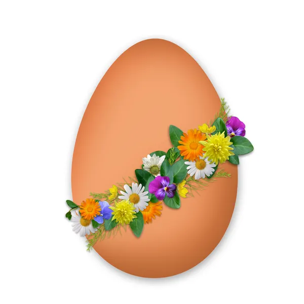 用鲜花装饰的复活节彩蛋 — 图库照片