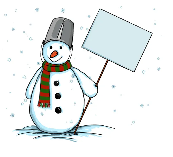 stock image Snowman with sign (table, blank,form)