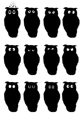 Smile. Silhouettes of owls clipart