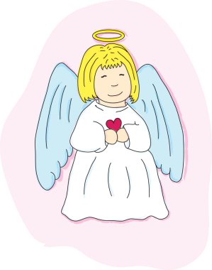 Cartoon angel with a heart clipart