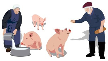 Pigs_people_farm clipart
