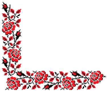 RoseCorner_crossStitch clipart