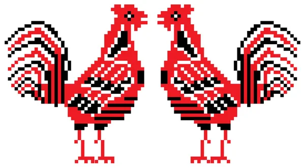 Big_rooster_crossstitch — ストックベクタ