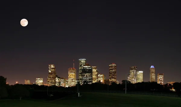 Downtown houston noční panoramatické — Stock fotografie