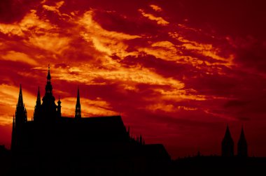 Sunset over St.Vitus Cathedral, Prague clipart