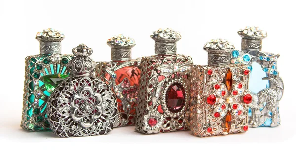 Pięciu butelek perfum — Zdjęcie stockowe