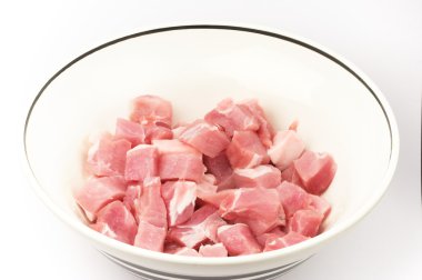 Pieces of fresh pork meat