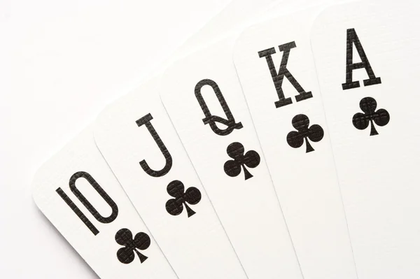 Poker - royal flush on clubs — Stock Photo, Image