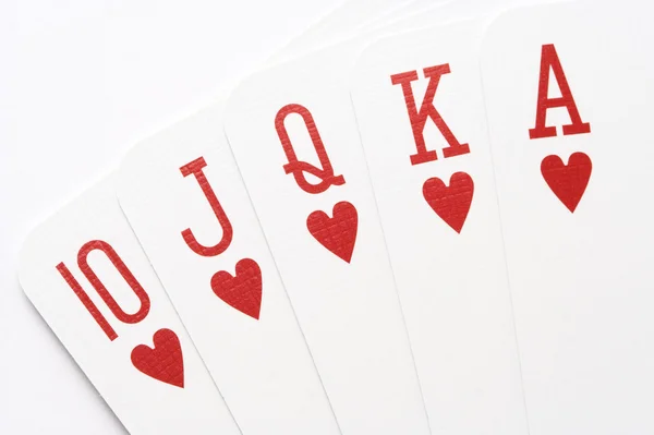 Poker - hearts royal flush — Stock Photo, Image